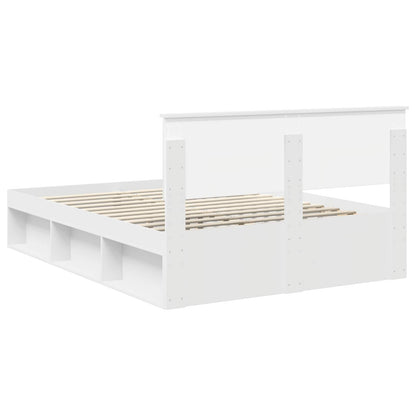 Bed Frame with Headboard White 140 x 190 cm Engineered wood