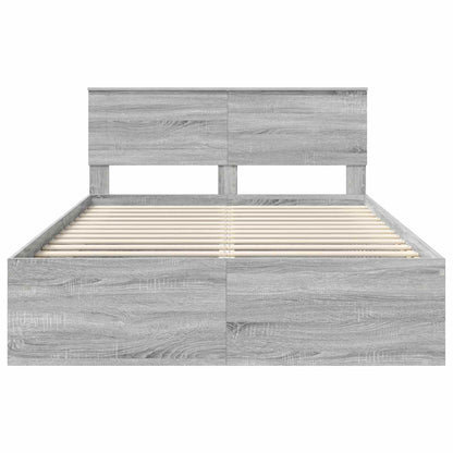 Bed Frame Grey Sonoma 140 x 190 cm Engineered wood