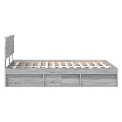 Bed Frame Grey Sonoma 140 x 190 cm Engineered wood