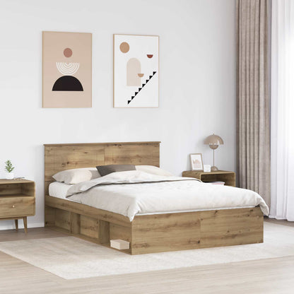 Bed Frame Artisian Oak 140 x 190 cm Engineered wood