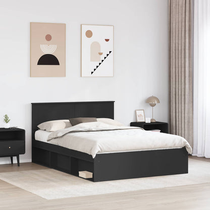 Bed Frame with Headboard Black 140 x 200 cm Engineered wood