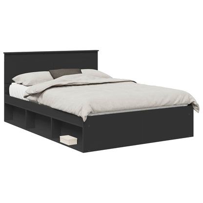 Bed Frame with Headboard Black 140 x 200 cm Engineered wood