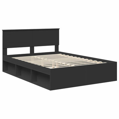 Bed Frame with Headboard Black 140 x 200 cm Engineered wood