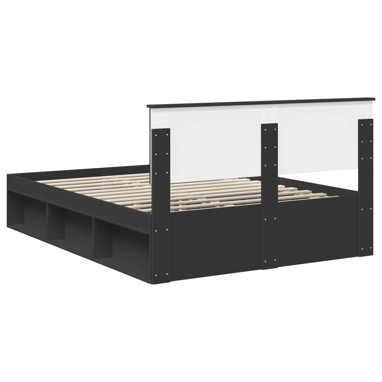 Bed Frame with Headboard Black 140 x 200 cm Engineered wood