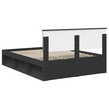 Bed Frame with Headboard Black 140 x 200 cm Engineered wood