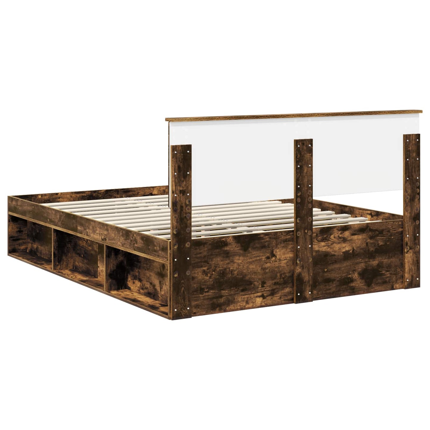 Bed Frame Smoked Oak 140 x 200 cm Engineered wood