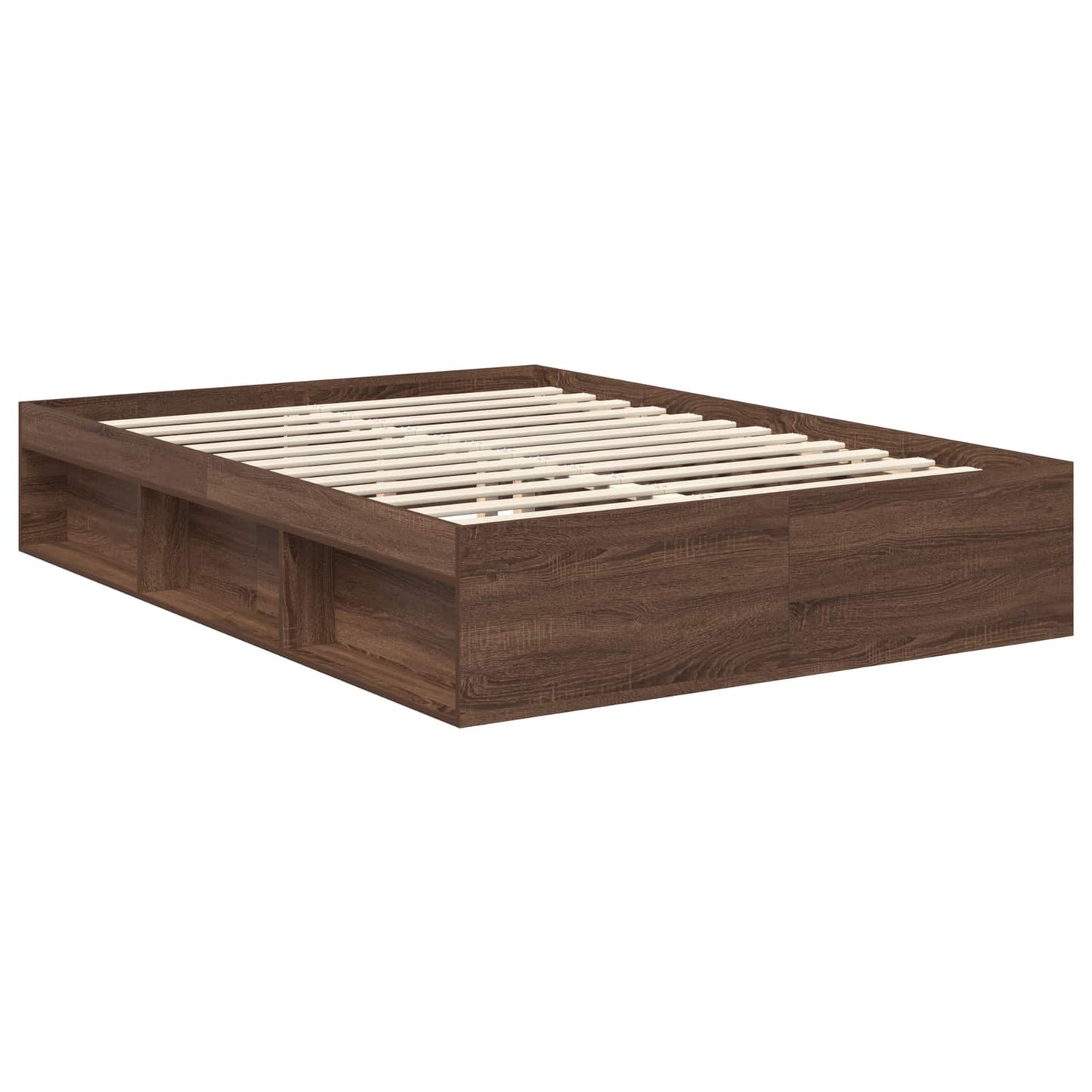 Bed Frame with Headboard Brown Oak 140 x 200 cm Engineered wood