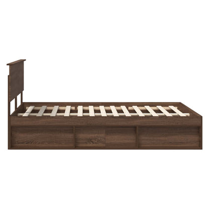 Bed Frame with Headboard Brown Oak 140 x 200 cm Engineered wood
