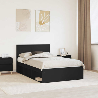 Bed Frame with Headboard Black 135 x 190 cm Engineered wood