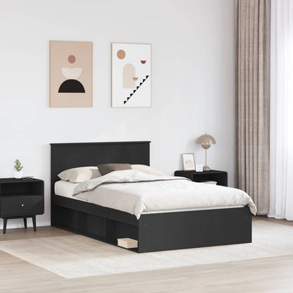 Bed Frame with Headboard Black 135 x 190 cm Engineered wood