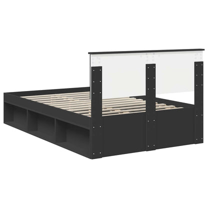 Bed Frame with Headboard Black 135 x 190 cm Engineered wood
