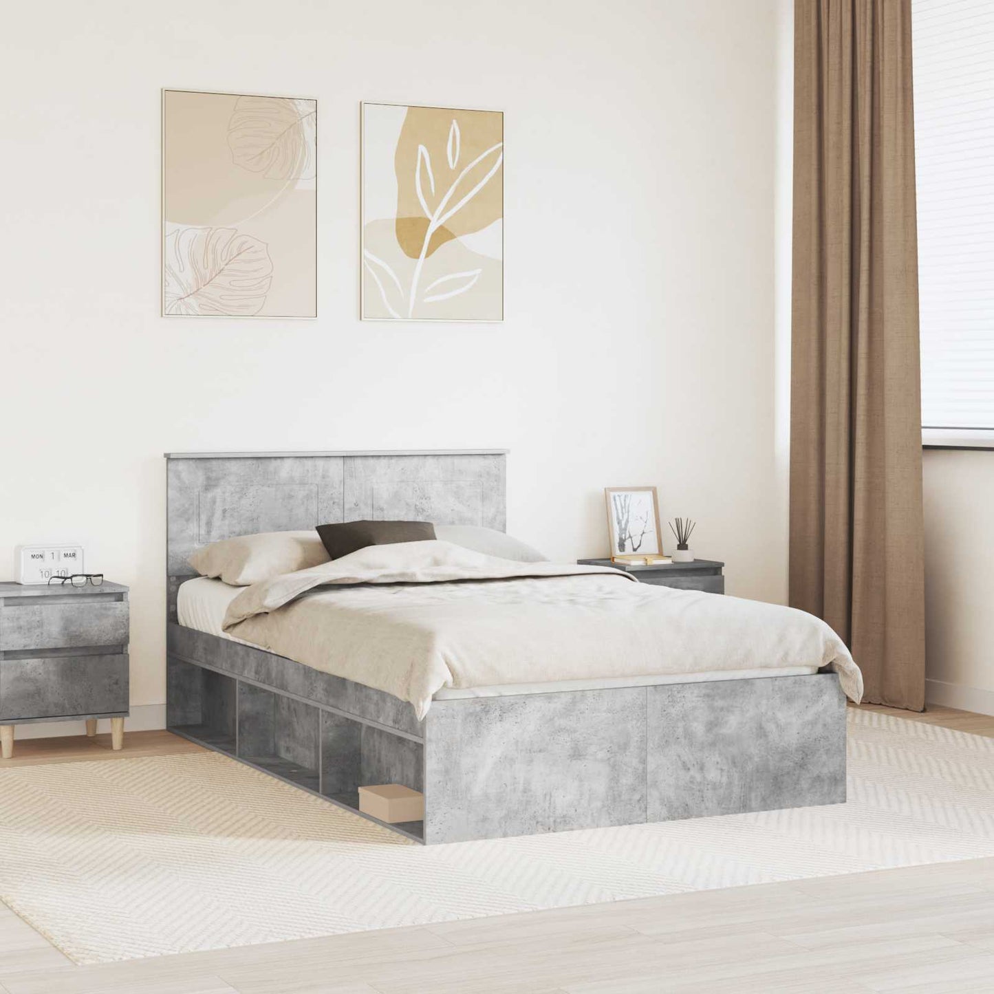 Bed Frame Concerte Grey 135 x 190 cm Engineered wood