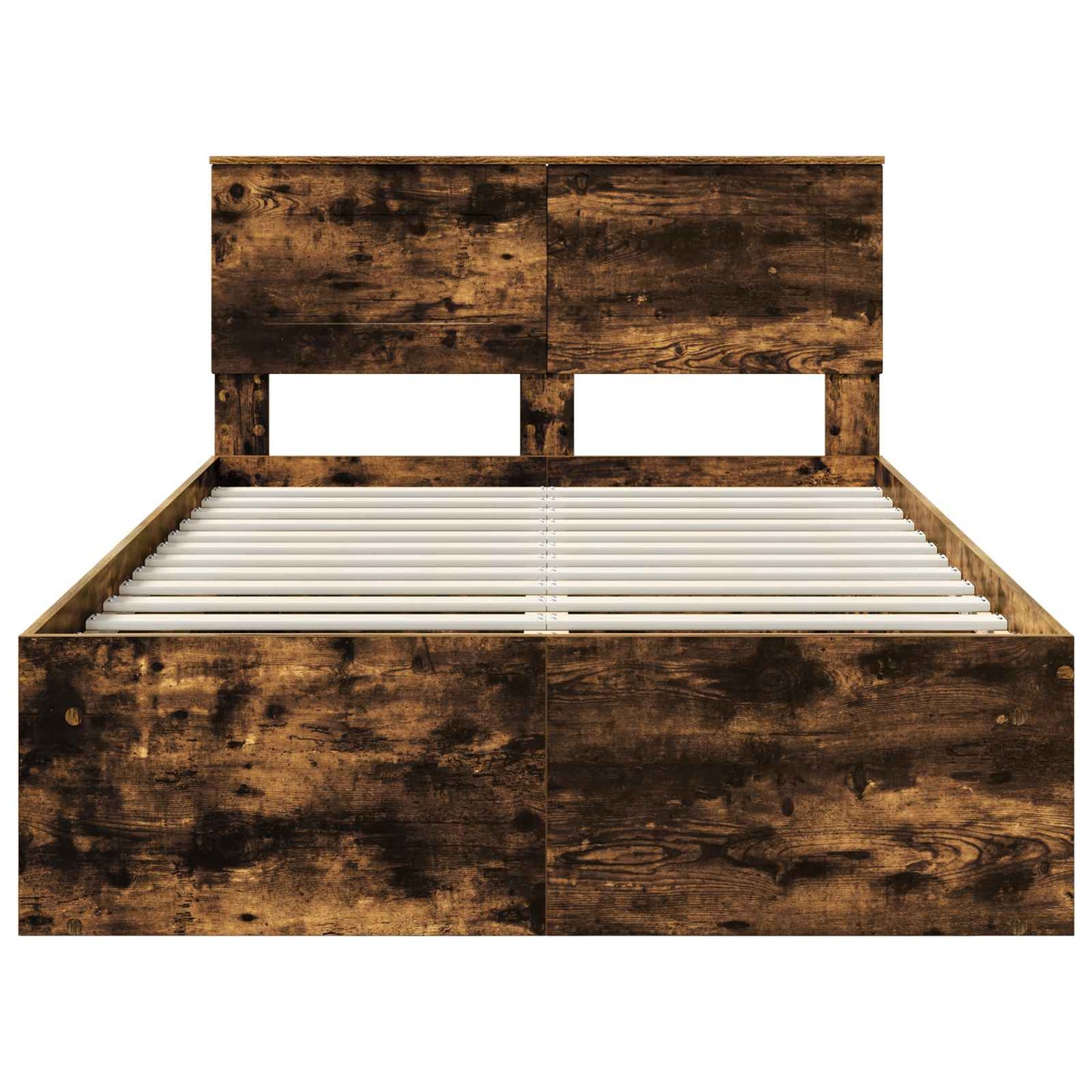 Bed Frame Smoked Oak 135 x 190 cm Engineered wood