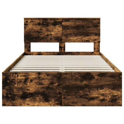 Bed Frame Smoked Oak 135 x 190 cm Engineered wood