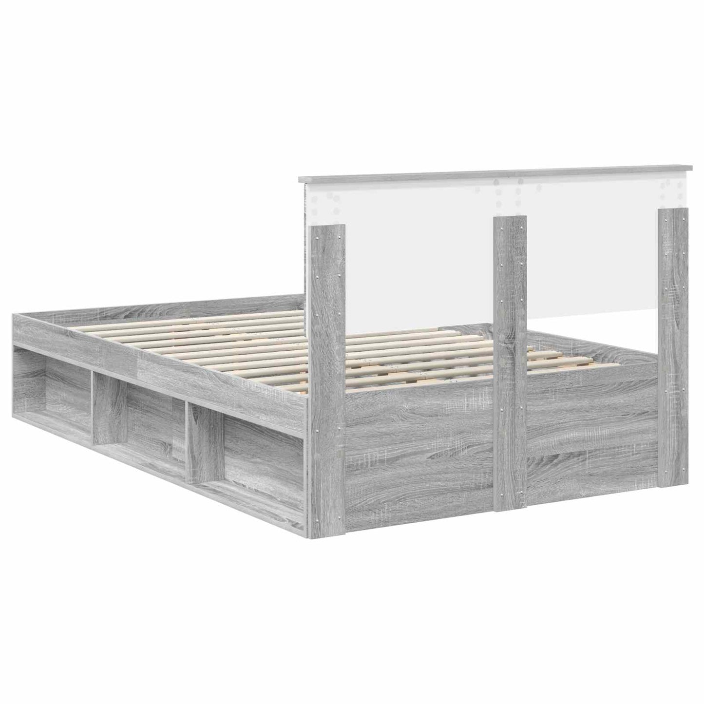 Bed Frame Grey Sonoma 135 x 190 cm Engineered wood