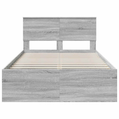 Bed Frame Grey Sonoma 135 x 190 cm Engineered wood