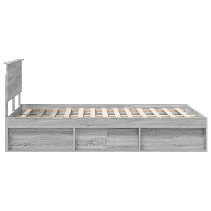 Bed Frame Grey Sonoma 135 x 190 cm Engineered wood