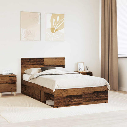 Bed Frame with Headboard Old Wood 135 x 190 cm Engineered wood