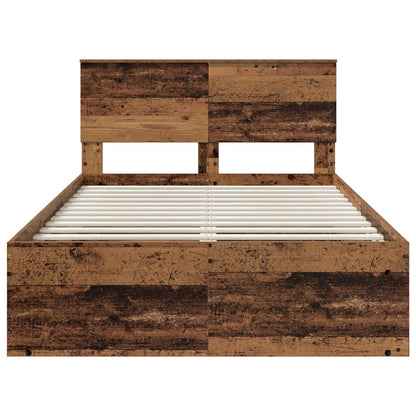 Bed Frame with Headboard Old Wood 135 x 190 cm Engineered wood