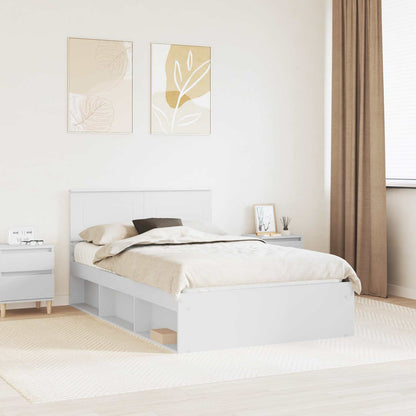 Bed Frame with Headboard White 120 x 190 cm Engineered wood