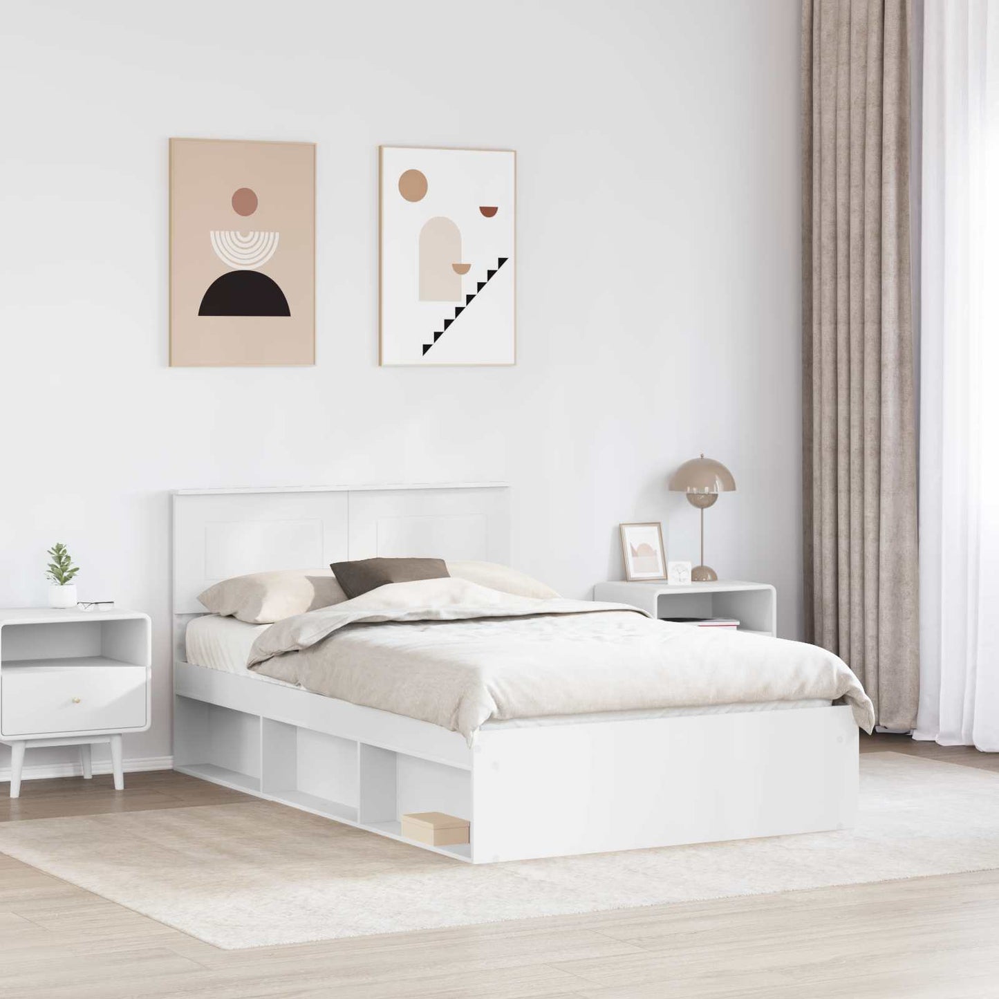 Bed Frame with Headboard White 120 x 190 cm Engineered wood