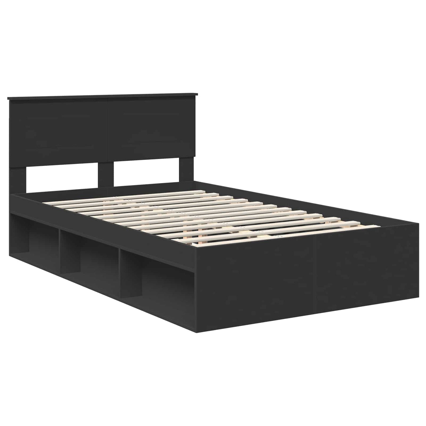 Bed Frame with Headboard Black 120 x 190 cm Engineered wood