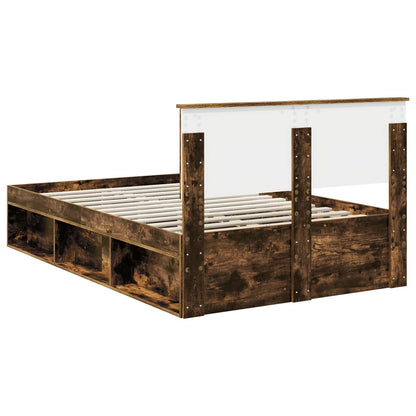 Bed Frame Smoked Oak 120 x 190 cm Engineered wood