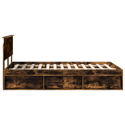 Bed Frame Smoked Oak 120 x 190 cm Engineered wood