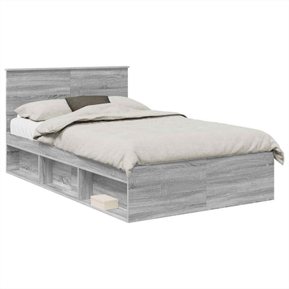 Bed Frame Grey Sonoma 120 x 190 cm Engineered wood