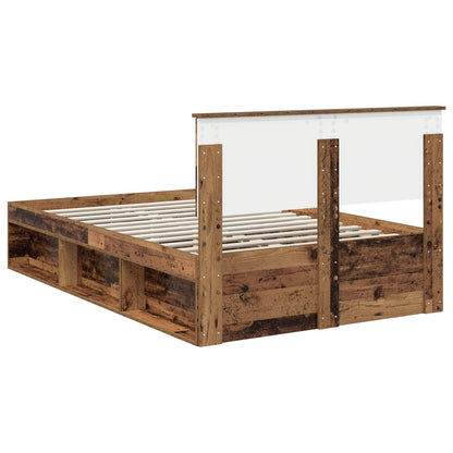 Bed Frame with Headboard Old Wood 120 x 190 cm Engineered wood
