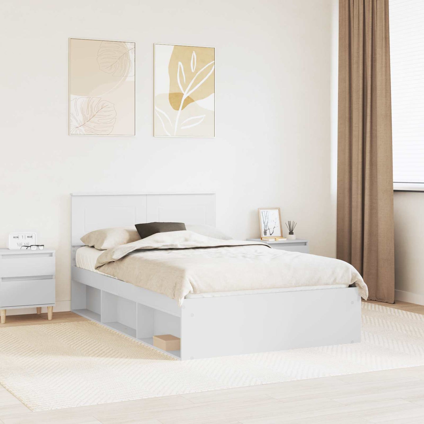 Bed Frame with Headboard White 120 x 200 cm Engineered wood