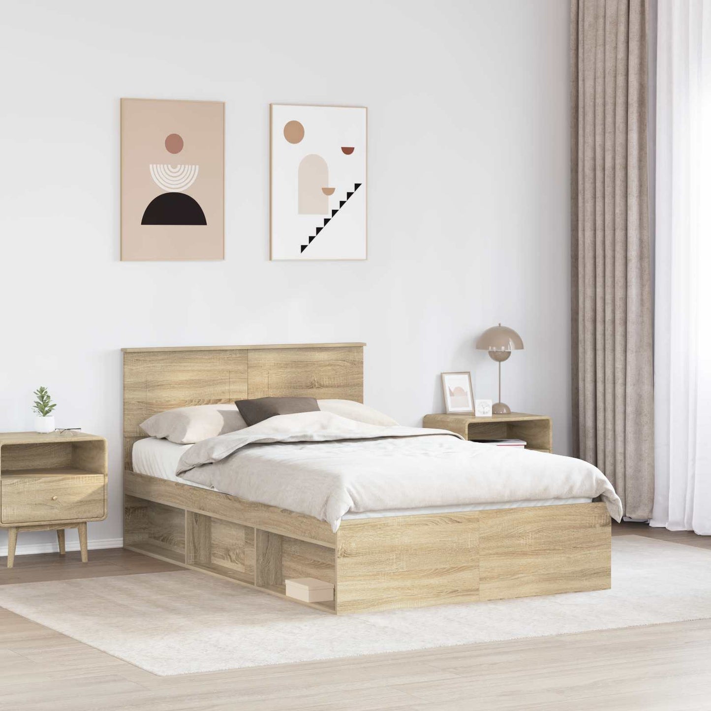 Bed Frame with Headboard Sonoma 120 x 200 cm Engineered wood