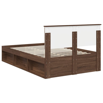 Bed Frame with Headboard Brown Oak 120 x 200 cm Engineered wood