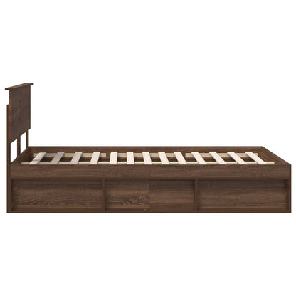 Bed Frame with Headboard Brown Oak 120 x 200 cm Engineered wood