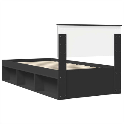 Bed Frame with Headboard Black 100 x 200 cm Engineered wood
