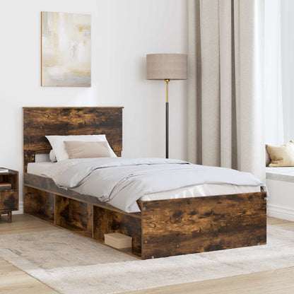 Bed Frame Smoked Oak 100 x 200 cm Engineered wood