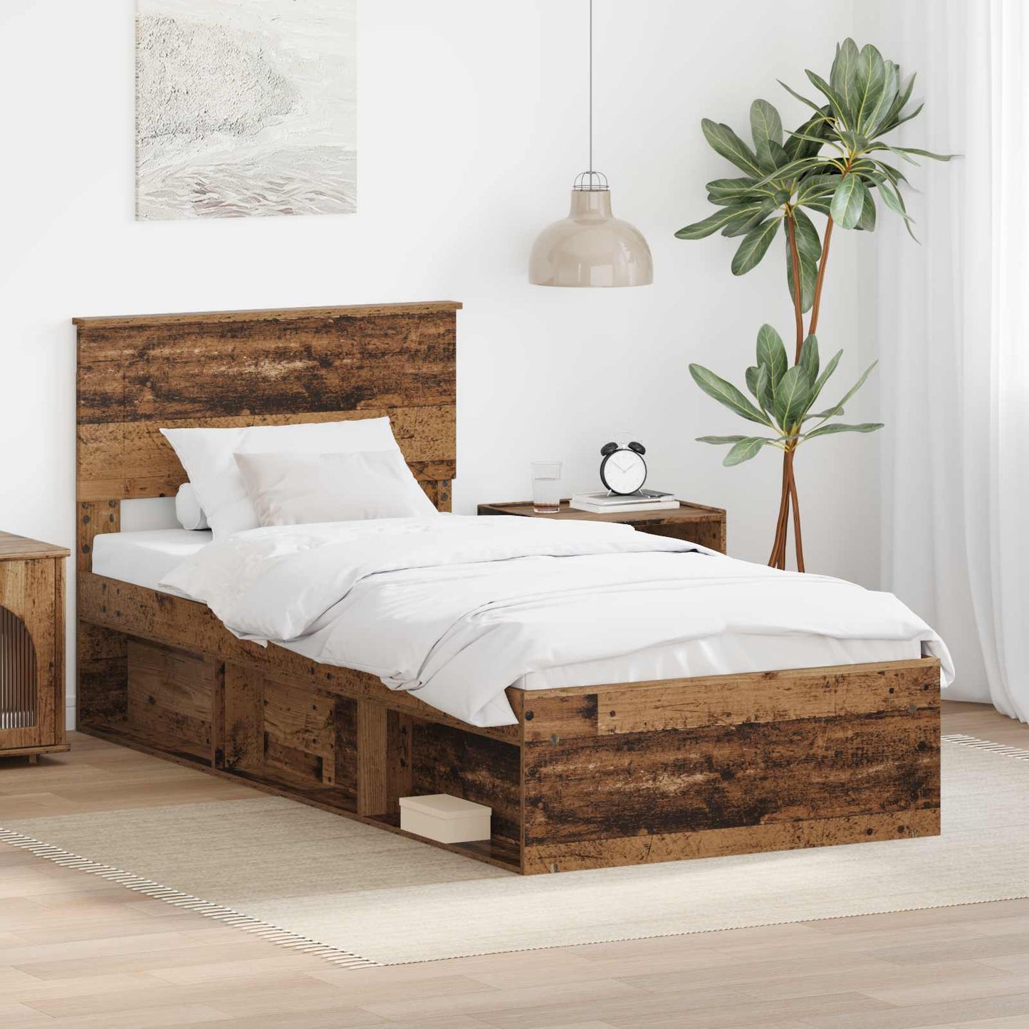Bed Frame with Headboard Old Wood 100 x 200 cm Engineered wood