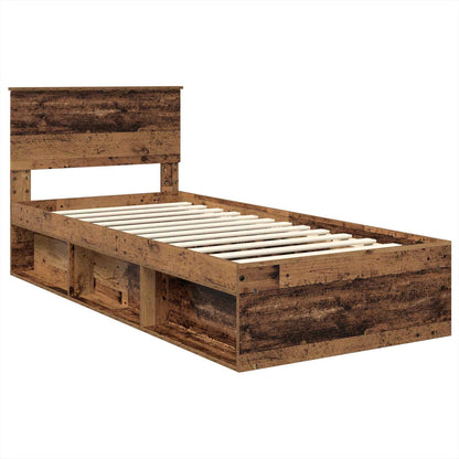 Bed Frame with Headboard Old Wood 100 x 200 cm Engineered wood
