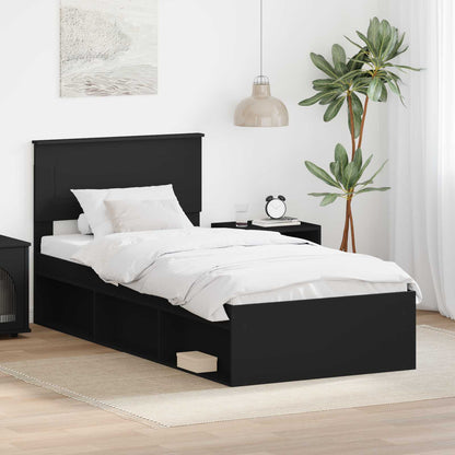 Bed Frame with Headboard Black 90 x 190 cm Engineered wood