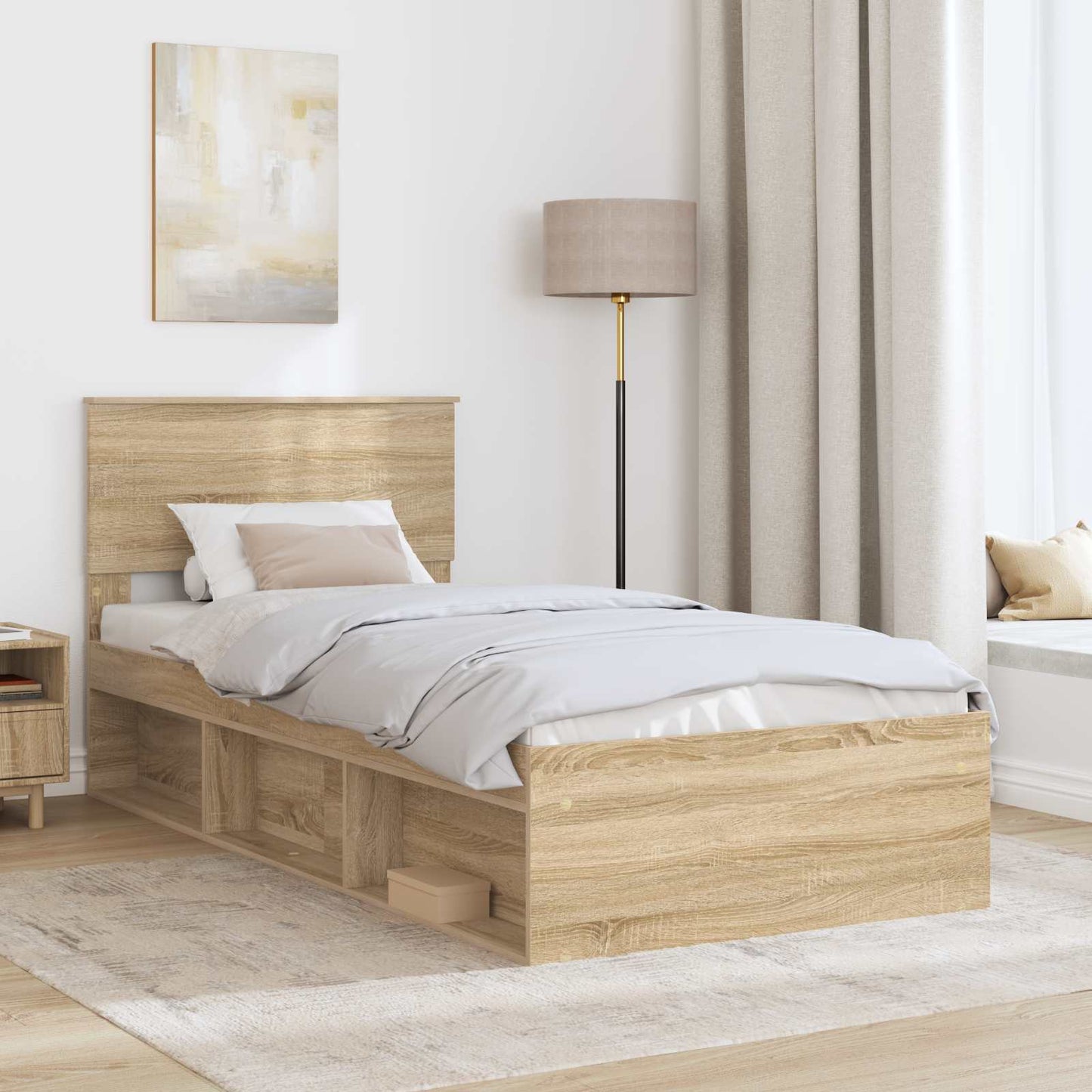 Bed Frame with Headboard Sonoma 90 x 190 cm Engineered wood