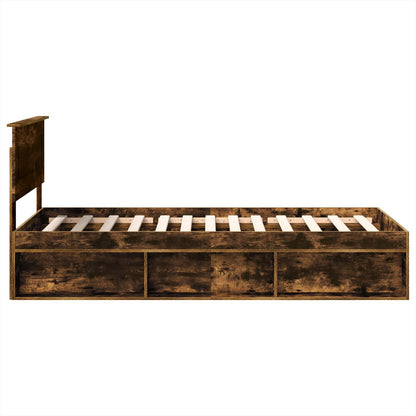 Bed Frame with Headboard Smoked Oak 90 x 190 cm Engineered wood