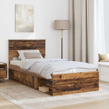 Bed Frame with Headboard Old Wood 90 x 190 cm Engineered wood