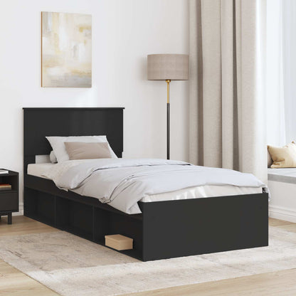 Bed Frame with Headboard Black 90 x 200 cm Engineered wood