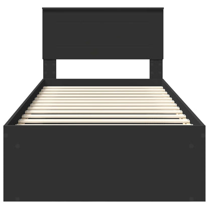Bed Frame with Headboard Black 90 x 200 cm Engineered wood