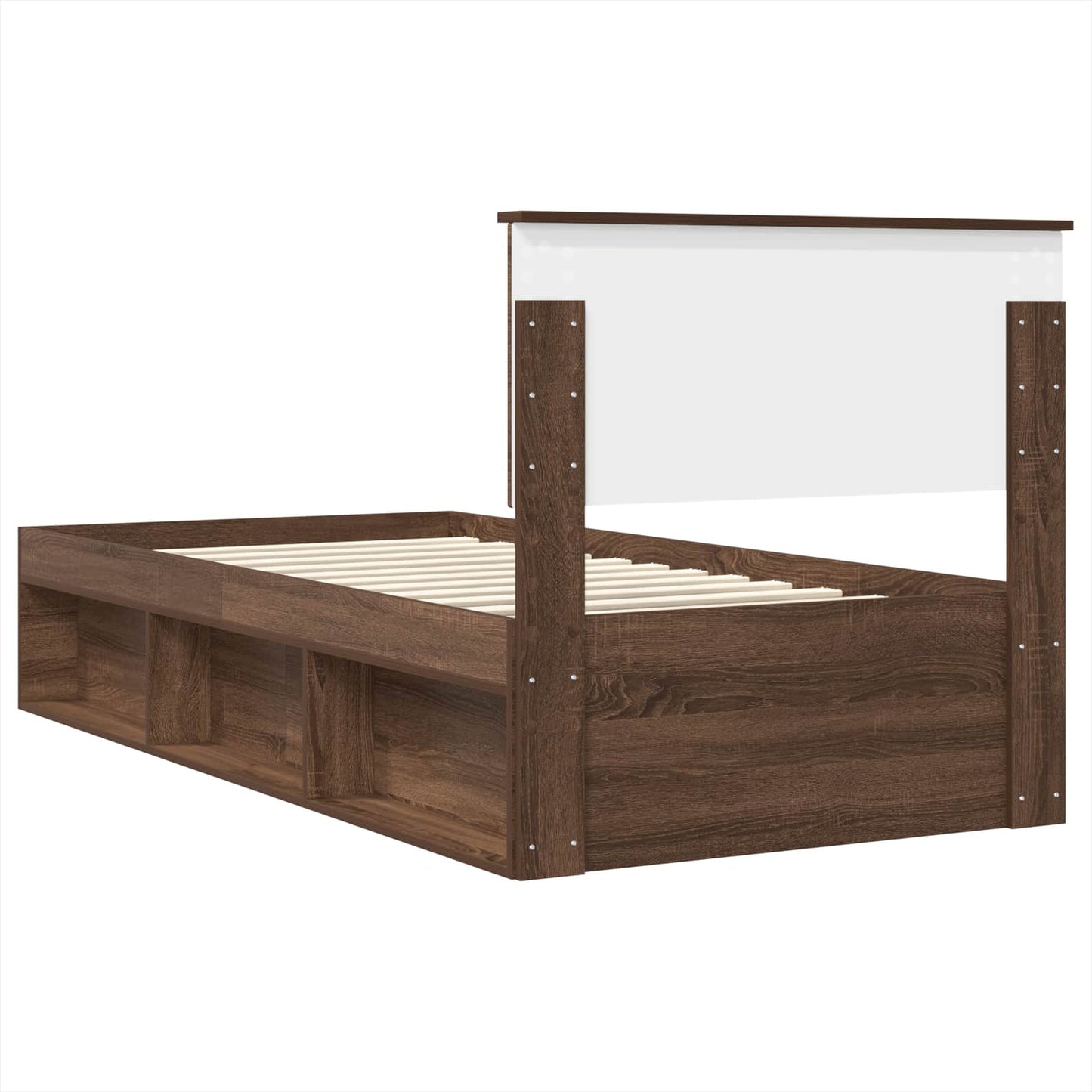 Bed Frame with Headboard Brown Oak 90 x 200 cm Engineered wood