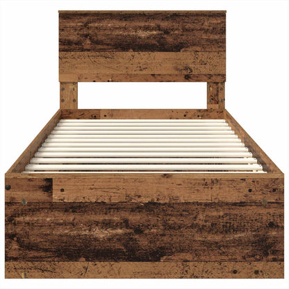 Bed Frame with Headboard Old Wood 90 x 200 cm Engineered wood