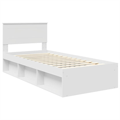 Bed Frame with Headboard White 75 x 190 cm Engineered wood