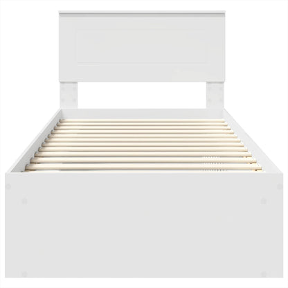 Bed Frame with Headboard White 75 x 190 cm Engineered wood