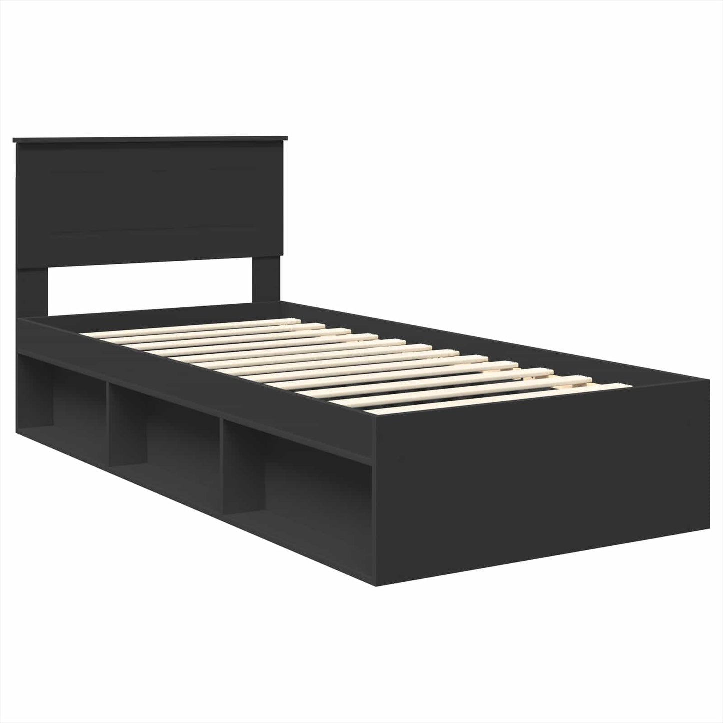 Bed Frame with Headboard Black 75 x 190 cm Engineered wood