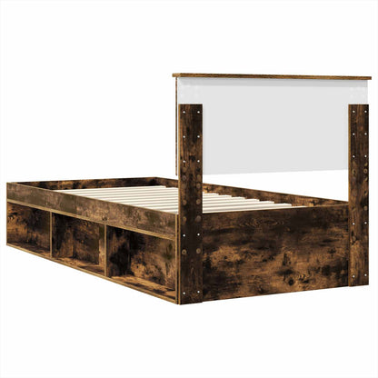Bed Frame with Headboard Smoked Oak 75 x 190 cm Engineered wood